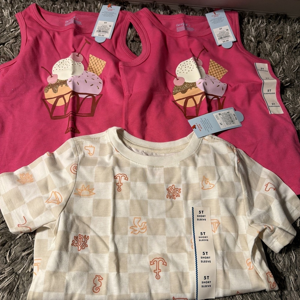 3 Pack Of Cat&Jack Size 5T Girls  Shirt